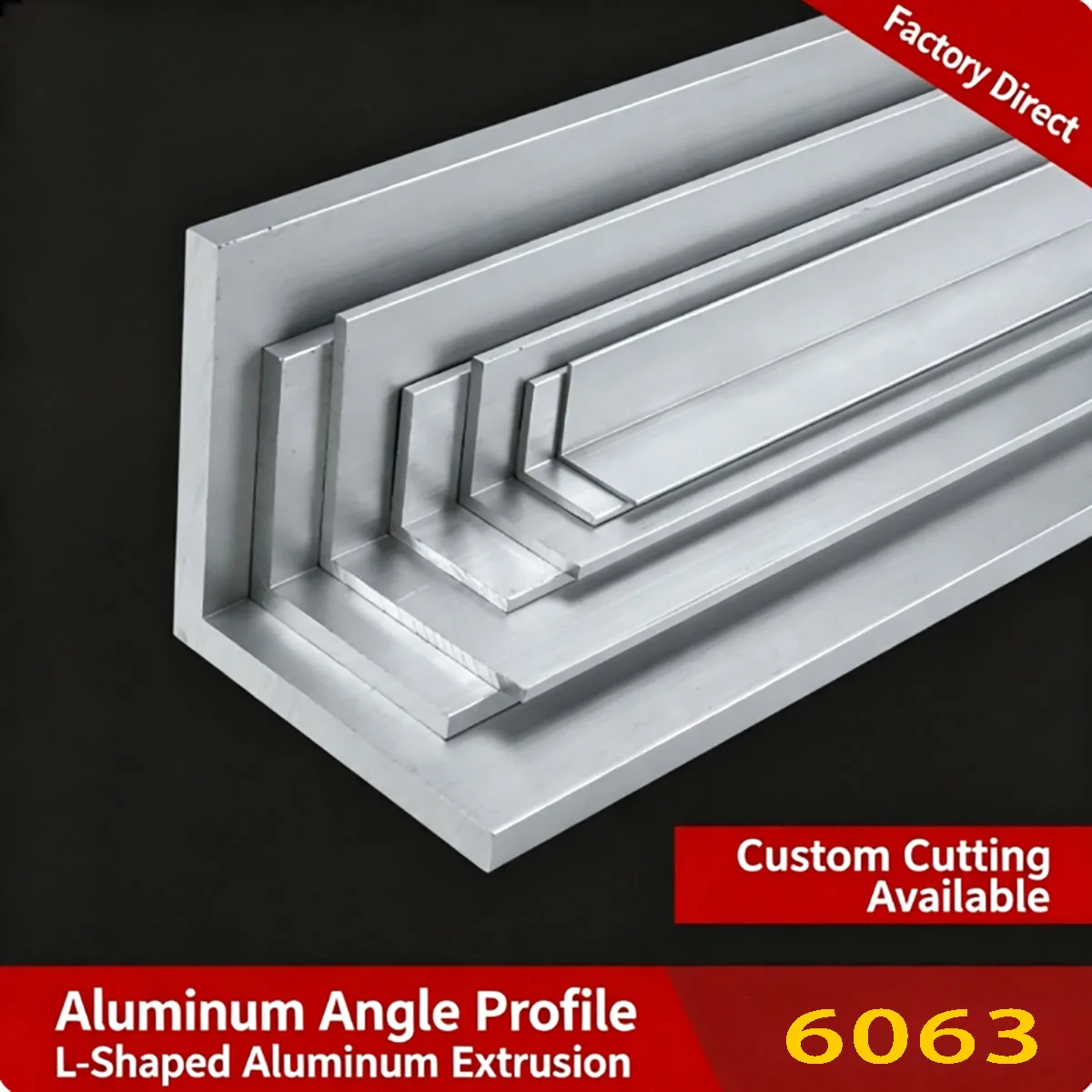 6063 L‑Shape Right Angle Aluminum Profile 25x20‑80x40mm 2‑5mm Thick 500mm Length for Frame Bracket Edging Hardware Parts