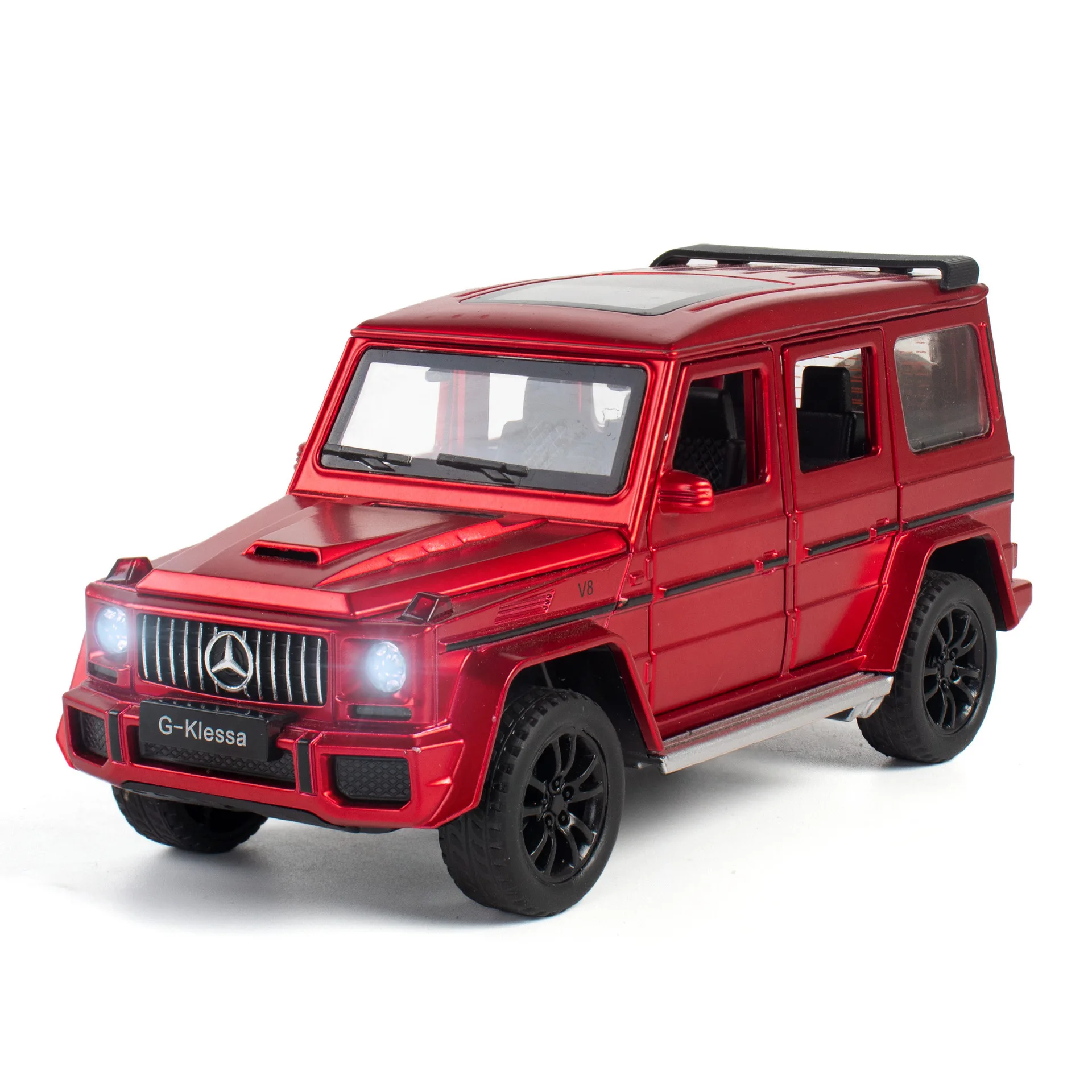 Benz G63 AMG Alloy Car Model, modelo fundido, luz sonora, brinquedo puxado, veículo em miniatura, ornamentos, presente para crianças, 1:32