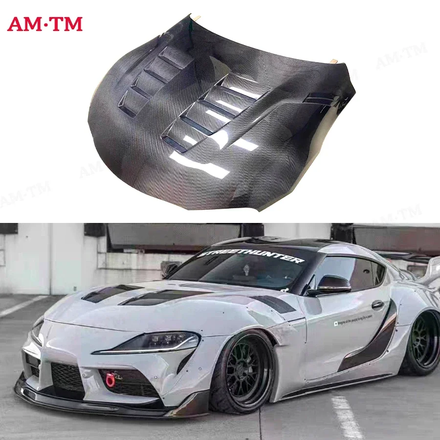 

High quality For Toyota Supra A90 A91 MK5 2019+ Carbon Fiber Car Engine Hood Bonnet Front Bumper Engine Hood Cover Body kit