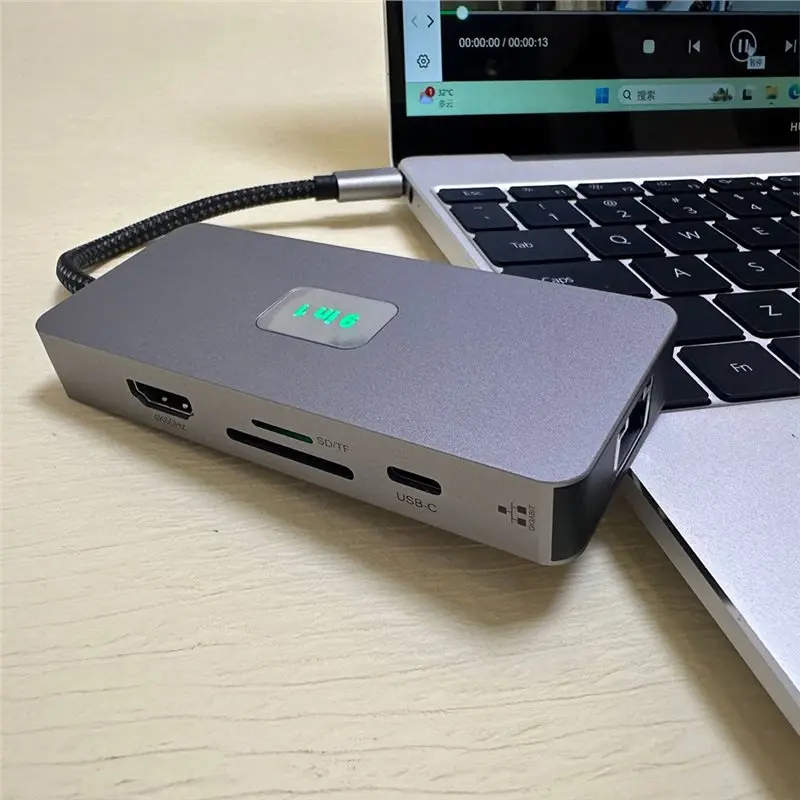 9-In-1 Type-C Docking Station USB Multi-Port Extender HUB 1000Mbps 4K/60Hz PD 100W -Enabled Docking Station