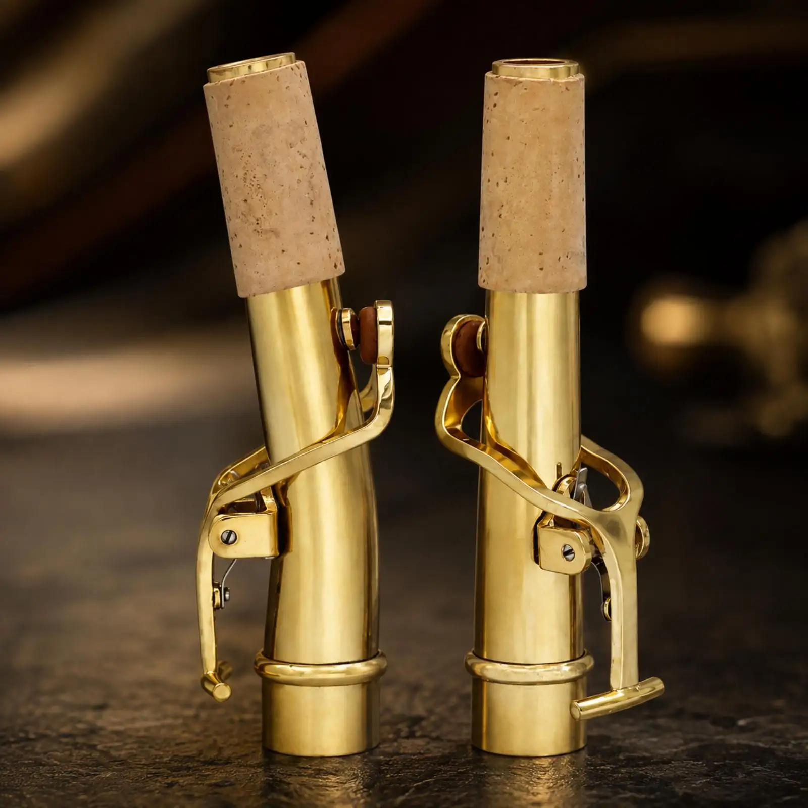 Saxophone Neck Tube Set of 2 Soprano Replacement Brass Gold Polished Straight Curved Neck Parts for Sax Repair Tools
