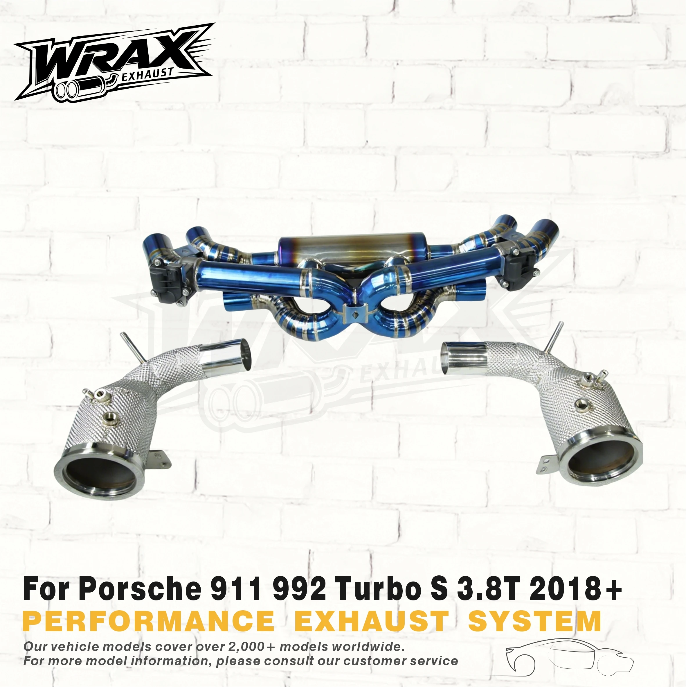 

WRAX Exhaust for Porsche 911 992 3.8T 2018+ Ti Catback + SS304 High-Flow Downpipe X-tube Sporty Roar Easy Fit