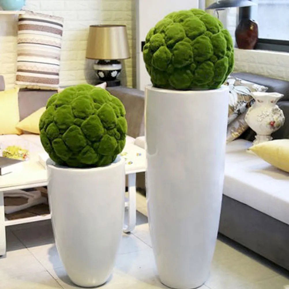

2pcs Simulated balls Artificial Green Plants Decorative Bowls Indoor Home Decor Craft Preserved Faux Spheres