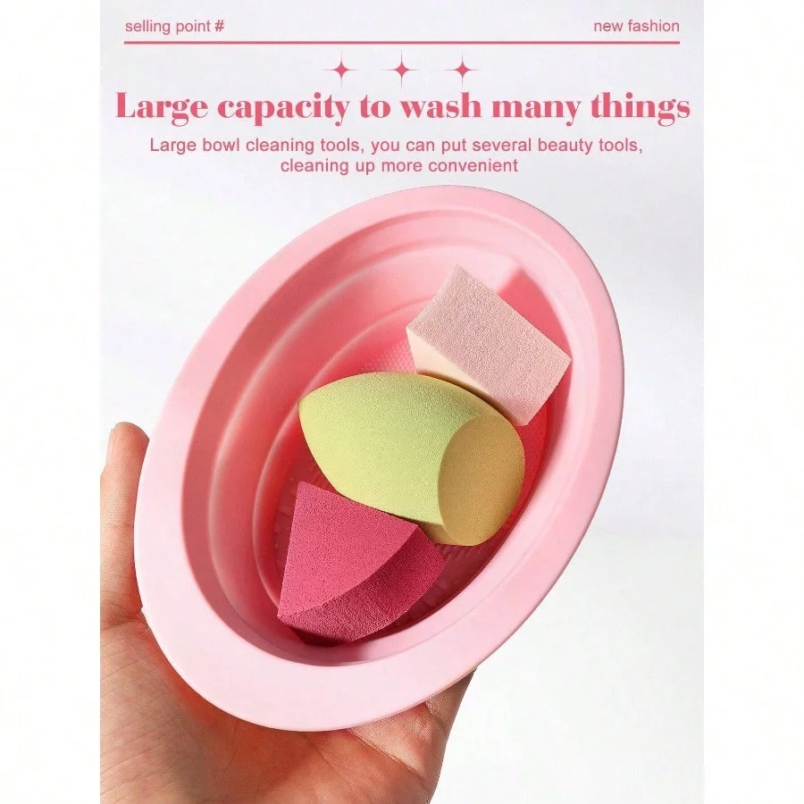 Makeup Brush Cleaner Bowl Silicone Washing Tool Makeup Sponge Cleaning Mat Brush Scrubber Case Cosmetic Brush Washing Accessories view 6