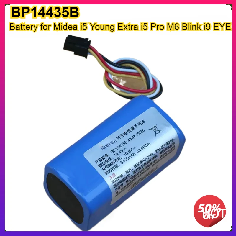 

Аккумулятор для Midea I5 Young Extra I5 Pro M6 Blink I9 EYE Sweeper Battery BP14435A Universal BP14435B 3400 мАч