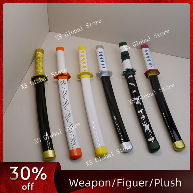 42cm/16.53in Demon Slayer Samurai Swords Nylon Weapon Props Anime Peripherals Short Katana Model Cosplay Boys Gifts Outdoor Toys