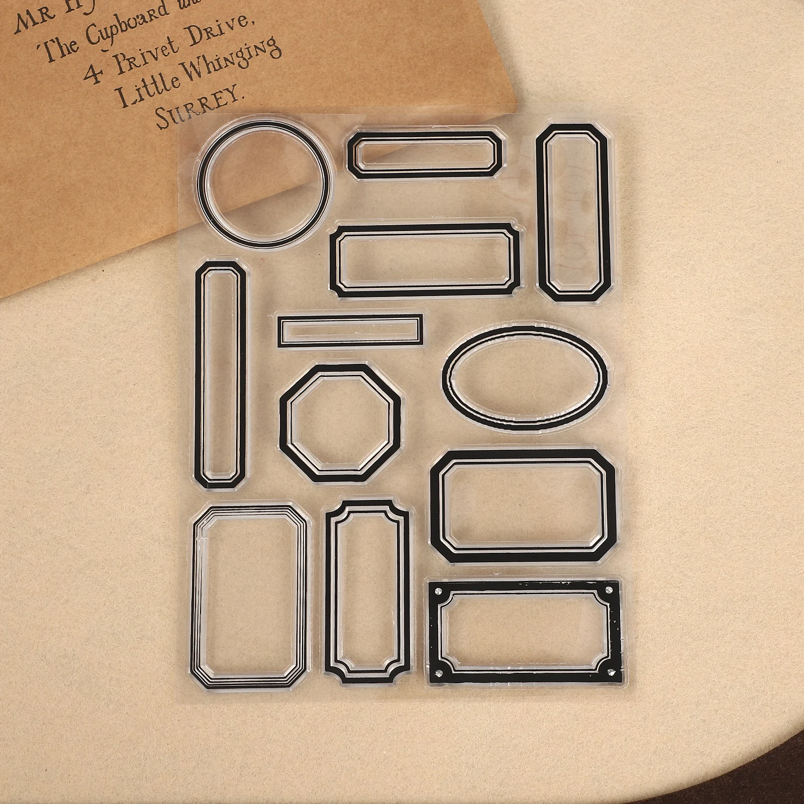Vintage Hollow Border Label Landscape Transparent Silicone Stamp Creative DIY Journal Material Collage Stationery