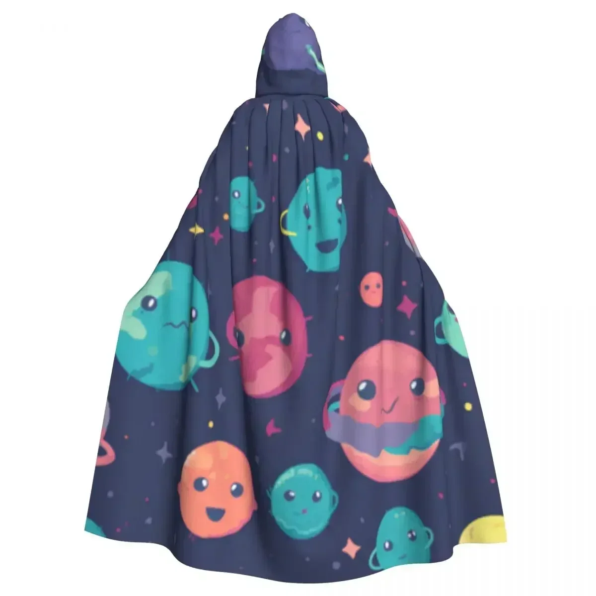 Adult Vampire Cape Hooded Robe Cartoon Planets Space Halloween Cloak Full Length Cosplay