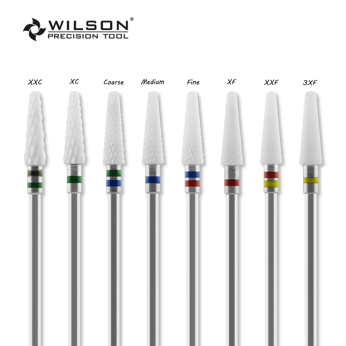 WILSON PRECISION TOOL Conical Shape 4.5mm - Cross Cut - White Ceramic - (6400305-6400605) - Zirconia Ceramic Burs