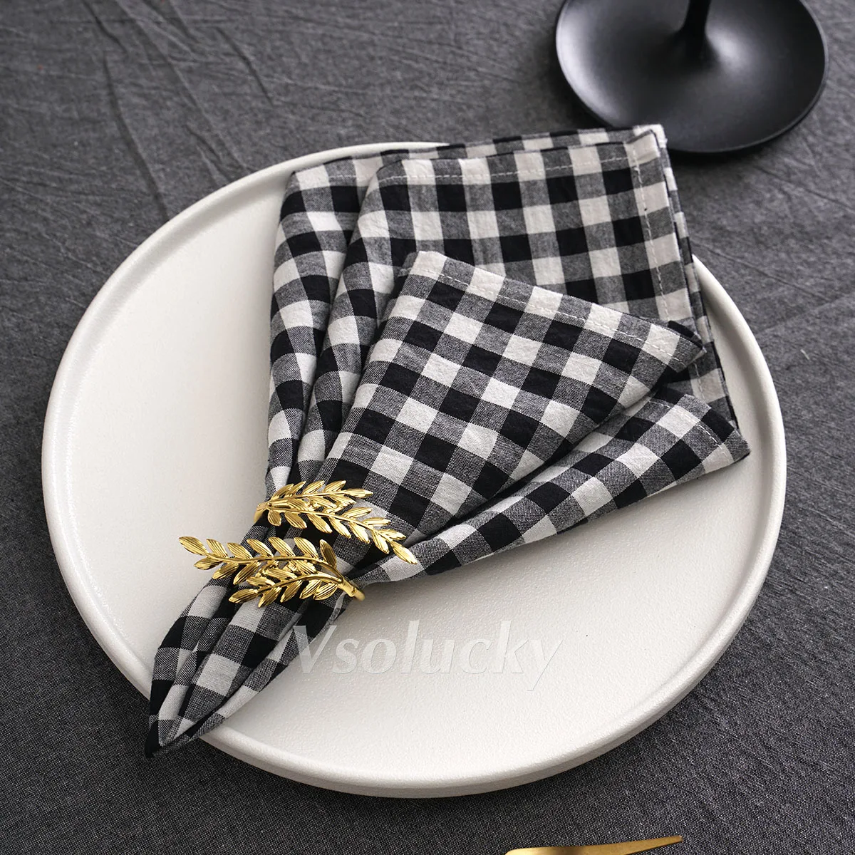 1/6/12/24Pcs 42x42cm Small Check Gingham 100% Cotton Napkins Washable Reusable Table Napkin Wedding Xmas Dinner Home Party Decor