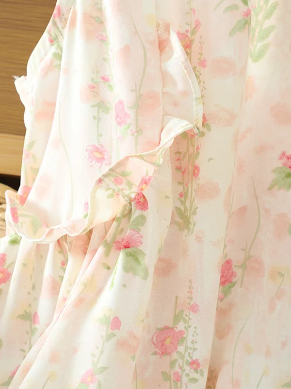 

Sweet Floral Print Blouse Women's Svel Vest Top Summer 2025 Ele Agel Beautiful Artistic Sle Casual Wear