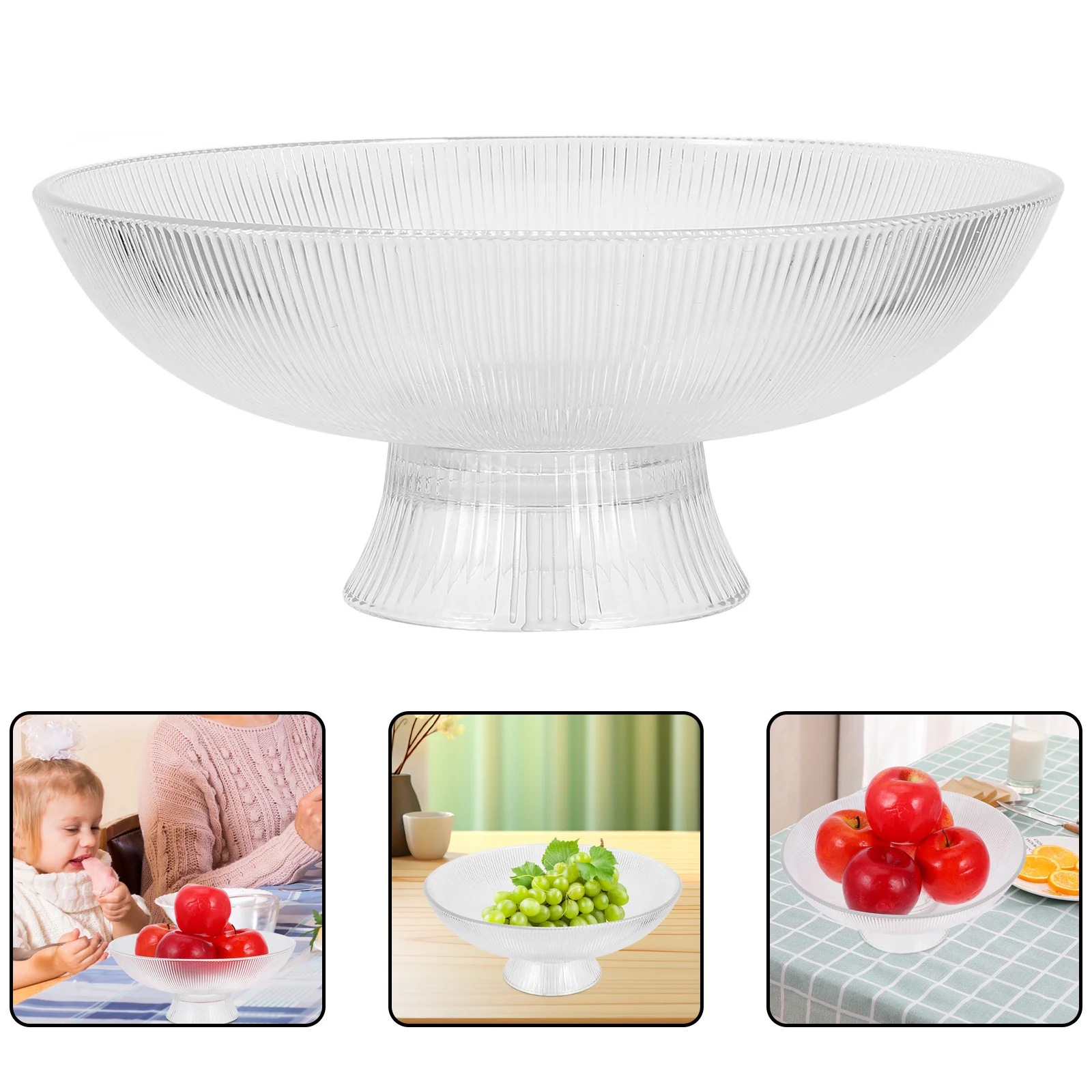 

Footed Glass Fruit Bowl Large Capacity Decorative Kitchen Counter Tabletop Fruit Holder Modern Serving Tray Food Serving Plate