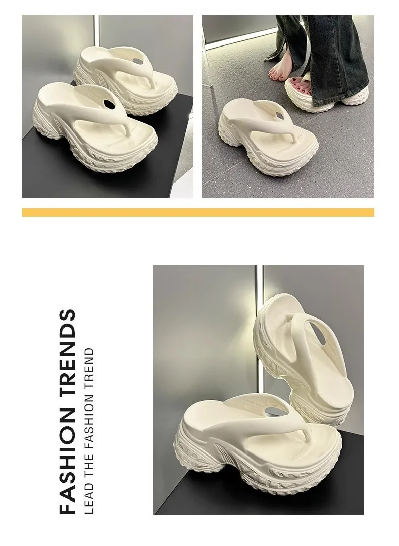 

6cm thick bottom fashionable and versatile 2026 summer new style height-increasing EVA anti-slip wear-resistant beach flip-flops