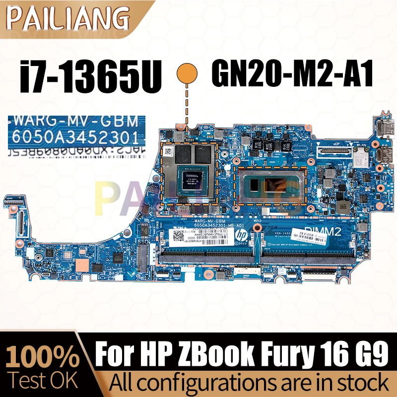 

For HP ZBook Fury 16 G9 Notebook Mainboard 6050A3452301 SRMM0 i7-1365U GN20-M2-A1 N43981-601 Laptop Motherboard Full Test