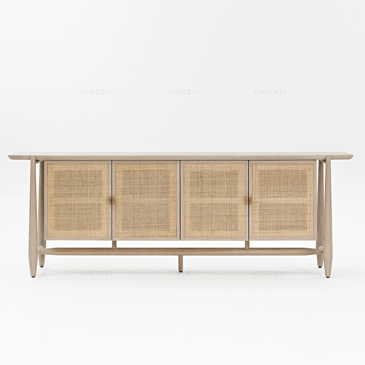 

Bohemian-style Solid Wood Rattan Furniture Oak Rattan Sideboard TV Entertainment Unit