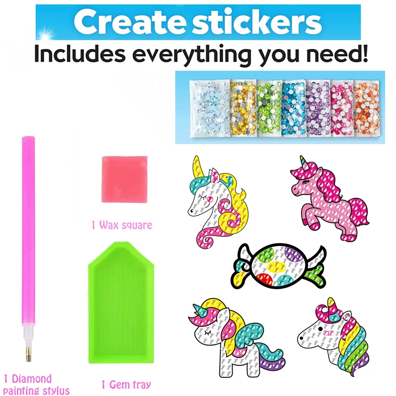 12 Creëer een grote edelsteen Diamond Painting Sticker Kit Art Craft Girls Boys Unicorn Animal Sealife Magical Mozaic Dot Sticky Toys Gifts