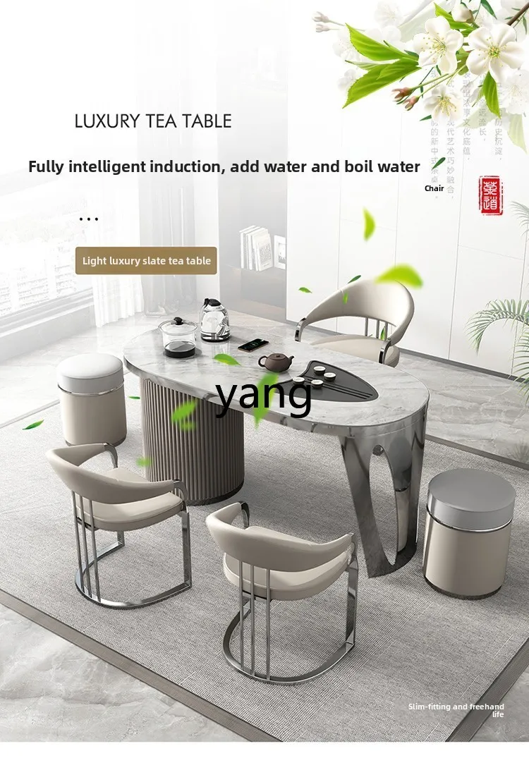 LMM rock slab tea table household small tea table kettle integrated small light luxury modern high sense