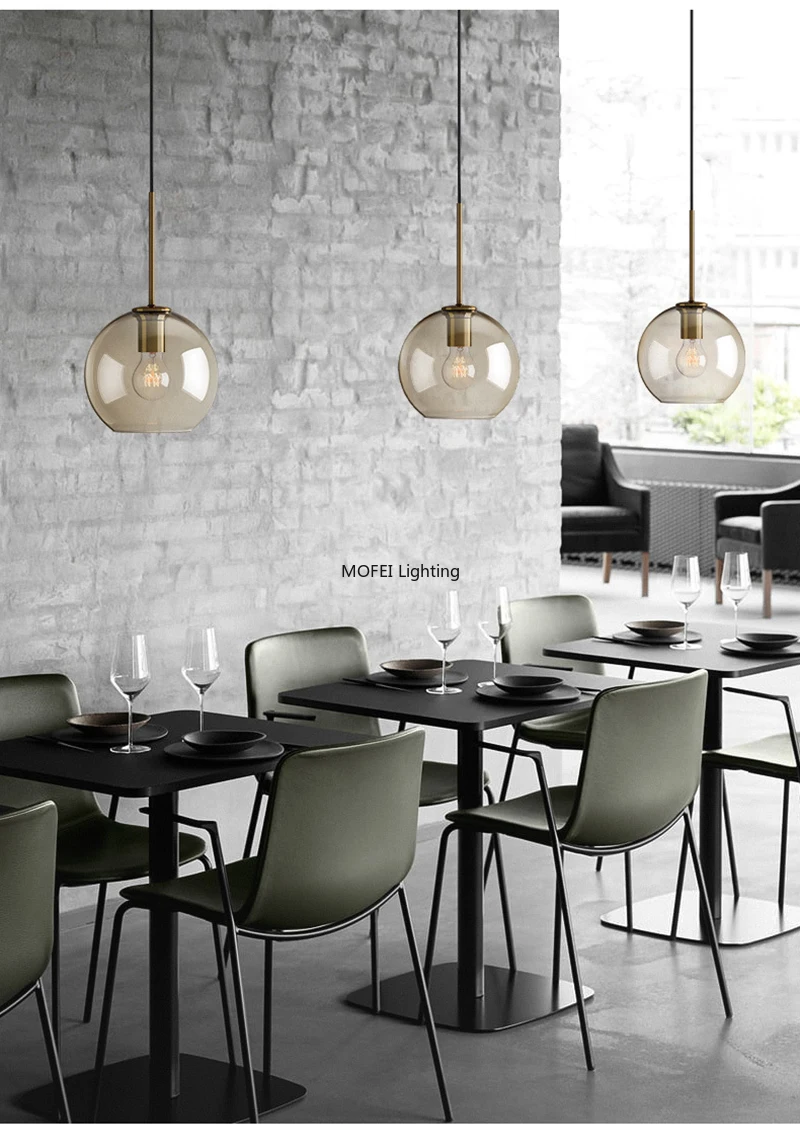 Art Industrial Retro E27 Glass Pendant Light Nordic Loft Chandelier Kitchen Restaurant Minimalist Hanging Lamp Suspension LED