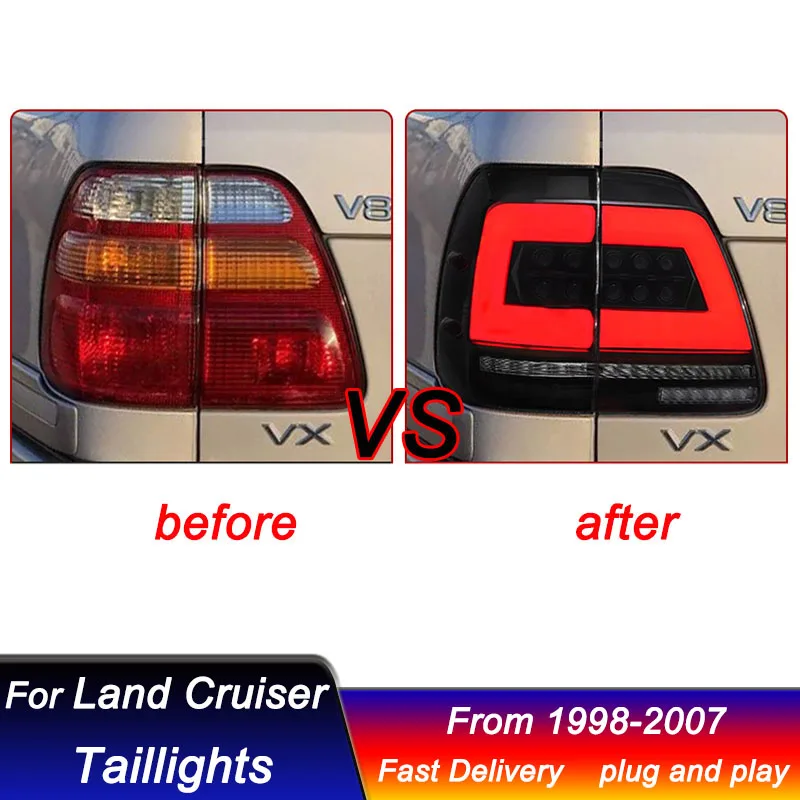 Car TailLights For Toyota Land Cruiser 1998-2007 full LED Brake Reverse Tail Lamp Dynamic Signal Light Light Tail Lamp Assembly