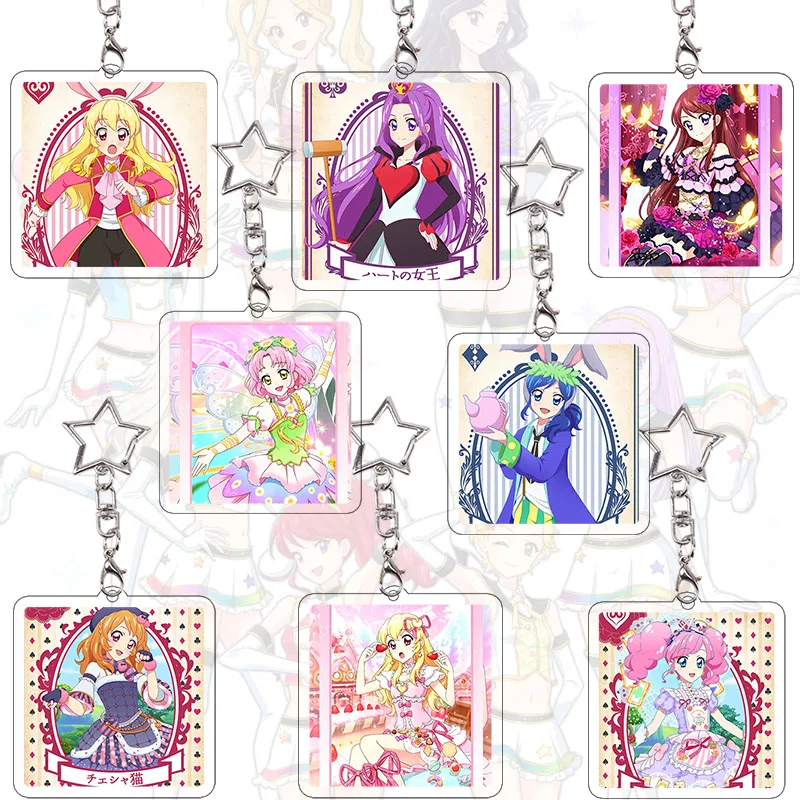 Aikatsu Acrylic Keychain Kawaii Ichigo Hoshimiya Anime Cartoon Pendants Mizuki Kanzaki Ran Sakura Kitaoji Aoi Birthday Gift