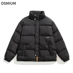 Men Couple Cotton Coat Winter Puffy Loose Stand-up Collar Down Cotton Parkas Warm Purple Quilted Jacket Oversize Parka M-3XL