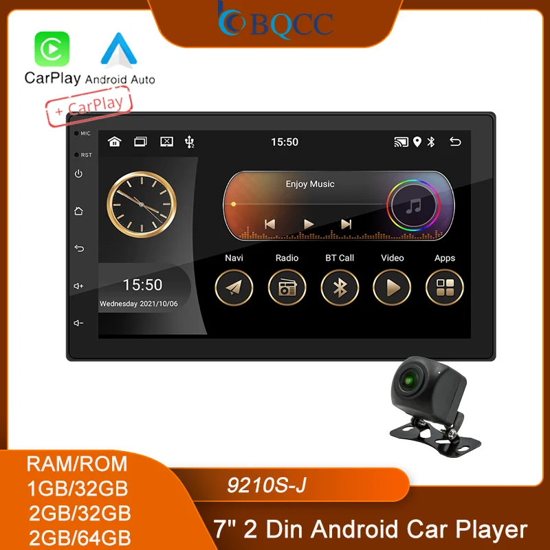

BQCC 2 Din 7" Android Car Radio Mirrorlink WIFI GPS BT FM USB Car Stereo Wireless Android Auto Carplay Navigation Vehicle Player