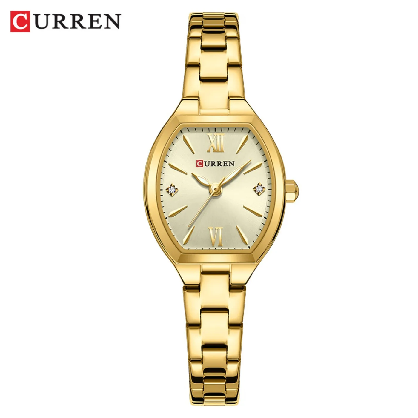 CURREN Fashionable Barrel-Shaped Simple Elegant Quartz Watch Women's Elastic Band Retro Women's Watch Gifts