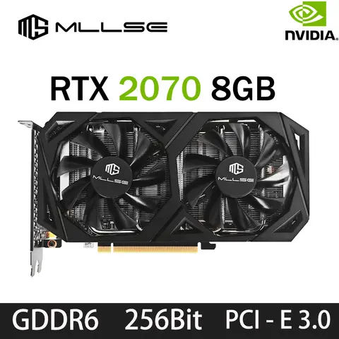 Mllse RTX 2070 8GB Video Card Graphics Card GDDR6 256Bit PCIE PCI-E3.0 16X 1470MHz 2304units DP*3 rtx 2070 8G Gaming
