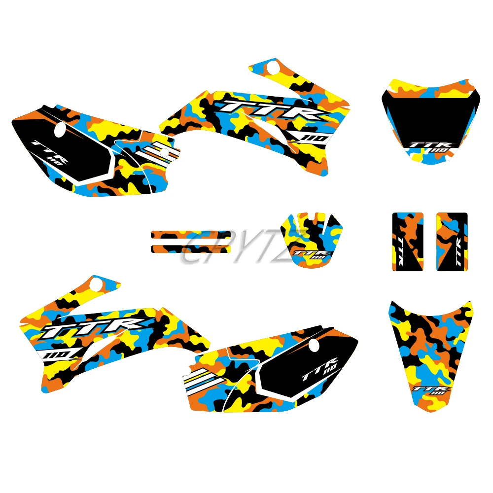 خلفية الرسم مناسبة لياماها TTR110 TTR 110 2008-2021 دراجة نارية الرسومات ملصقات مصورة ديكو أطقم