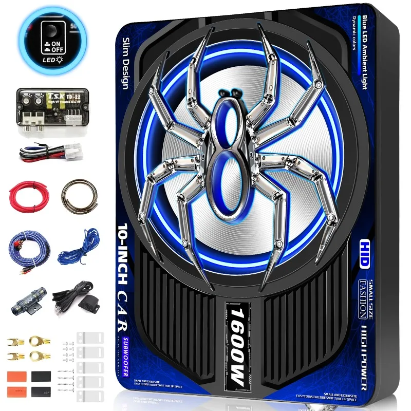 10 Inch Car Speakers 1600W High power Stereo Atmosphere Pure Bass Installed Under The Seat Ultra Thin Subwoofer HiFi Car Audio