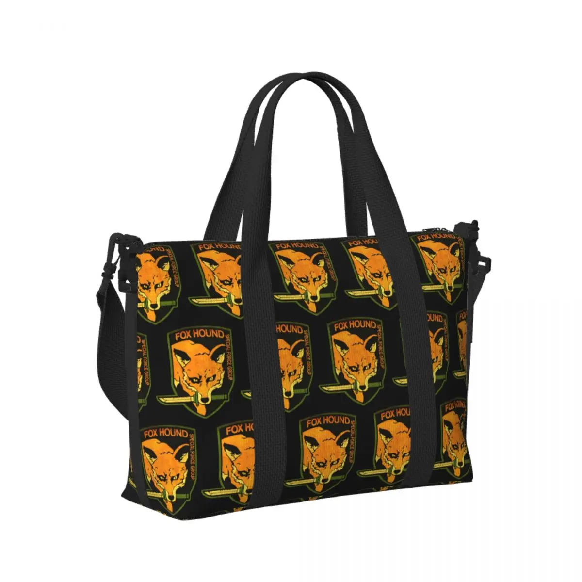 

METAL GEAR SOLID Fox Hound Rust Logo Beach Travel Bag Large Capacity Tote Bags for Gym Yoga Women Shopping Duffle Shoulder Bag