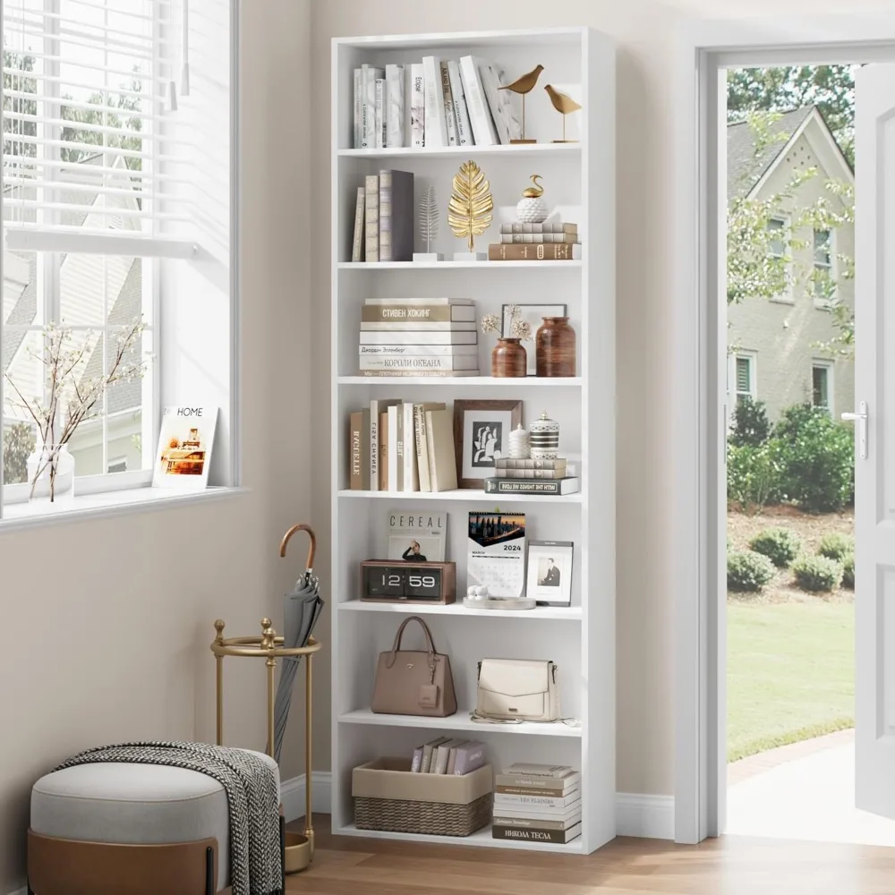 

82" Tall Bookshelf, Freestanding Display Storage Shelves, Tall Bookcase Home Decor Furniture, 7-Tier Open Shelves Bookcase