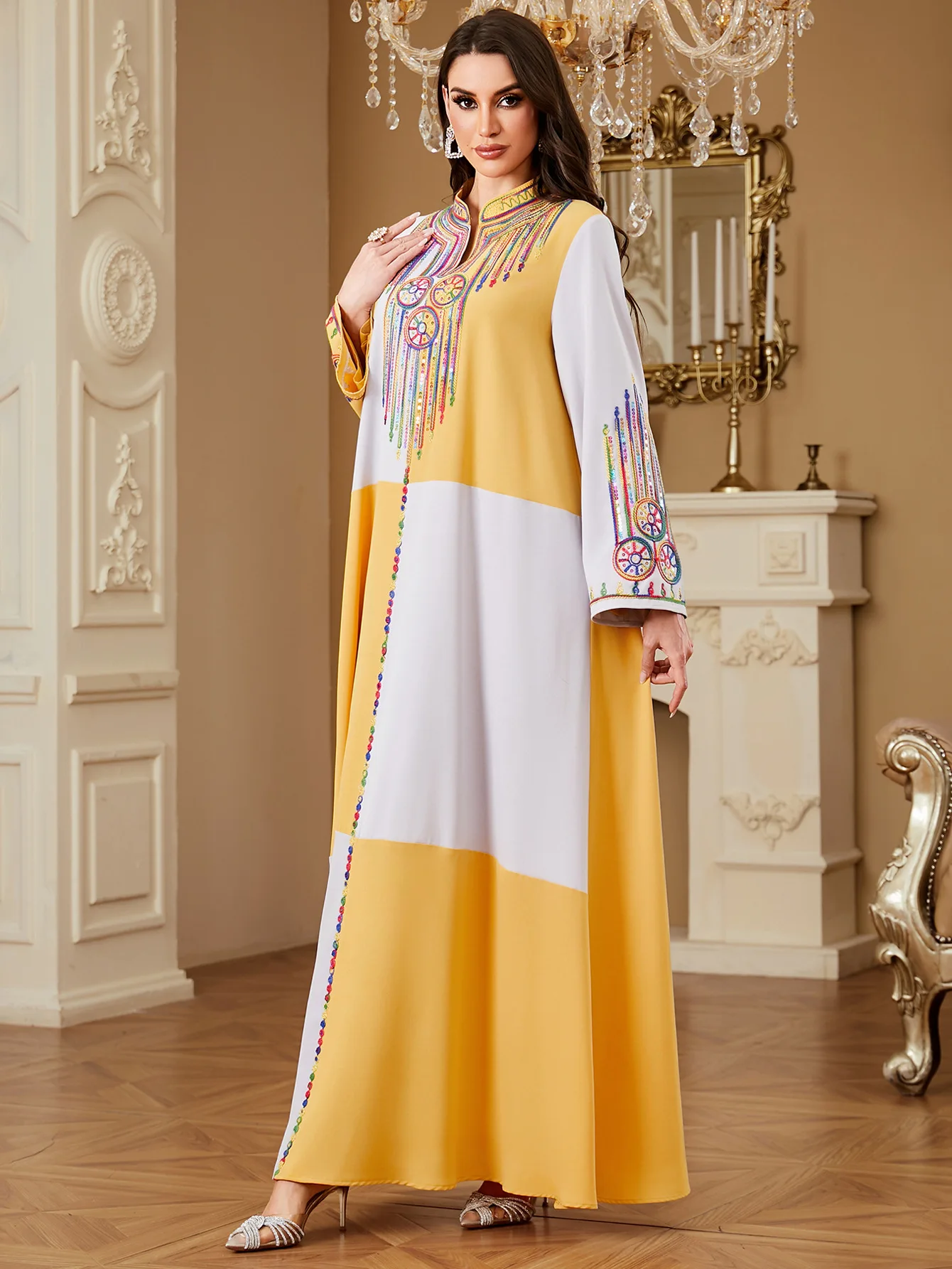 Ramadán Dubai Abaya Turquía Kaftan musulmán mujeres bordado Maxi vestido islámico Golfo Jalabiya caftán marroquí mujer bata Vestidos