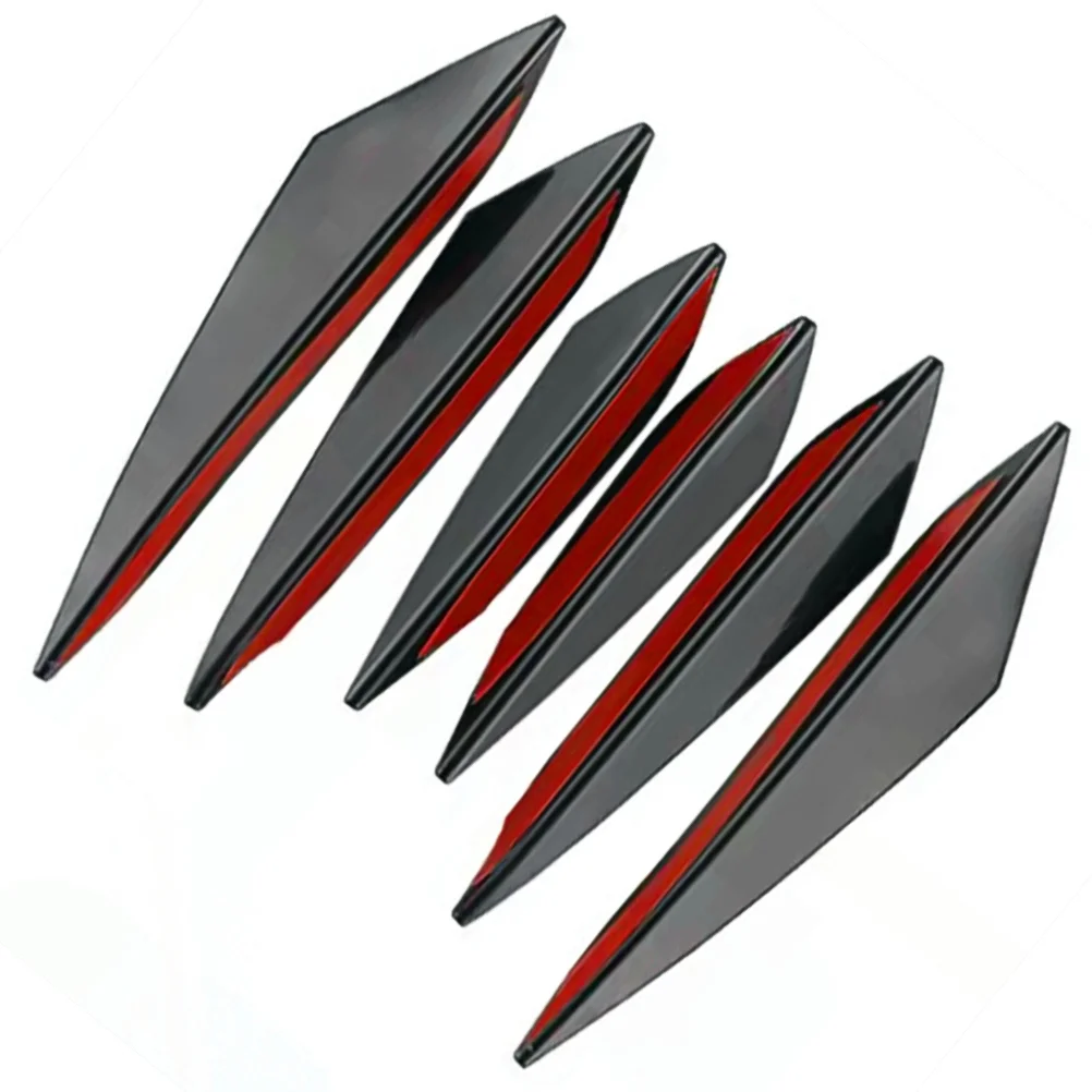 6 Pcs Car Bumper Front Protection Crash-resistant Cover Splitter Fins Lip Easy-to-use Pvc Auto Convenient Installation