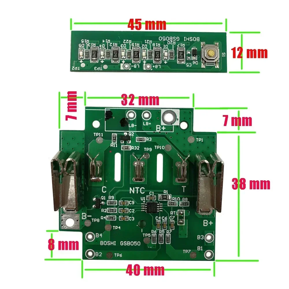 Imagem -04 - Li-ion Battery Management System Caixa de Plástico Pcb Charging Circuit Board Bms para Bosch 18v Bat610 Bat609 Bat618g Bat618 10*21700