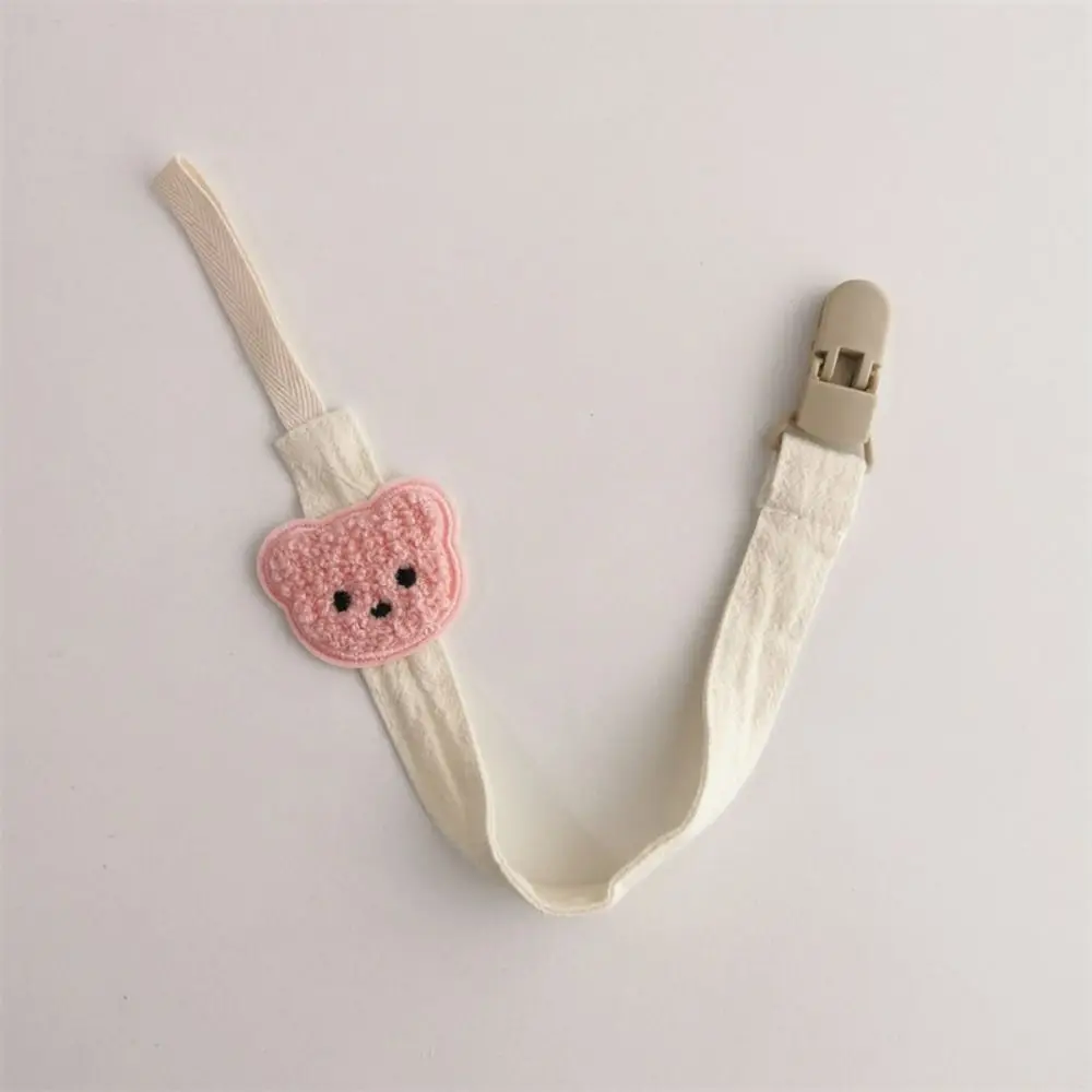 

Embroidery Baby Cloth Pacifier Chain Bear Adjustable Soother Holder Teether Toys Straps Lattice Nipple Holder Clips Children