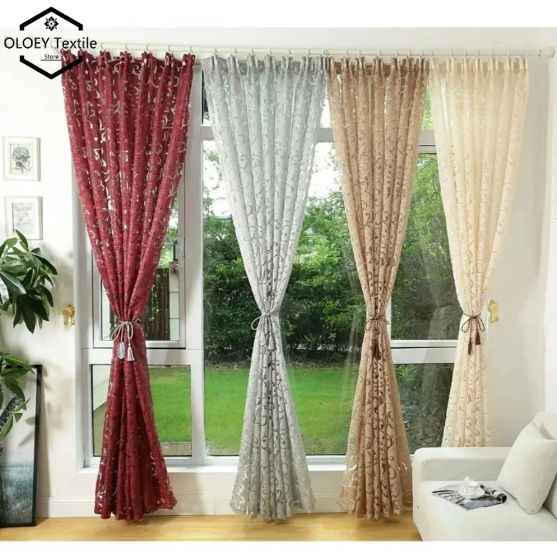 

European Instant Style Jacquard Curtain for Kitchen Living Room Short Window Treatment Modern Home Decor Luxury Textured Drapes