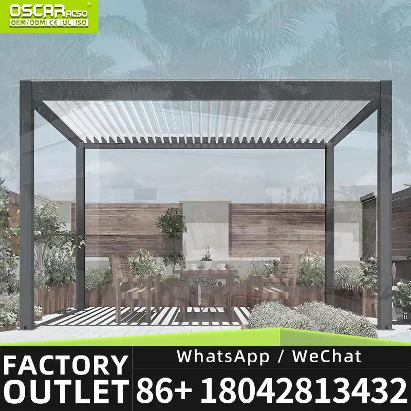 Motorized Louver Aluminum Outdoor Pergola for Patio Bioclimatic Structure Garden Terrace Louver Pergola