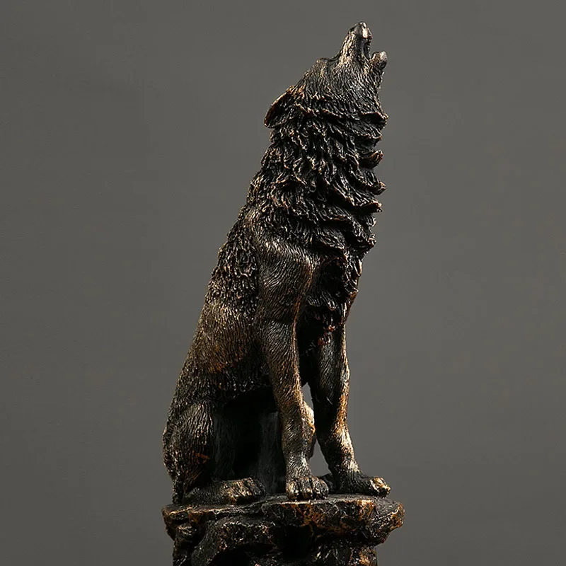 

Roaring Static State Wolf Resin Model Ornaments Interior Creative Animal Figurines Home Office Desktop Decoration Object Gifts