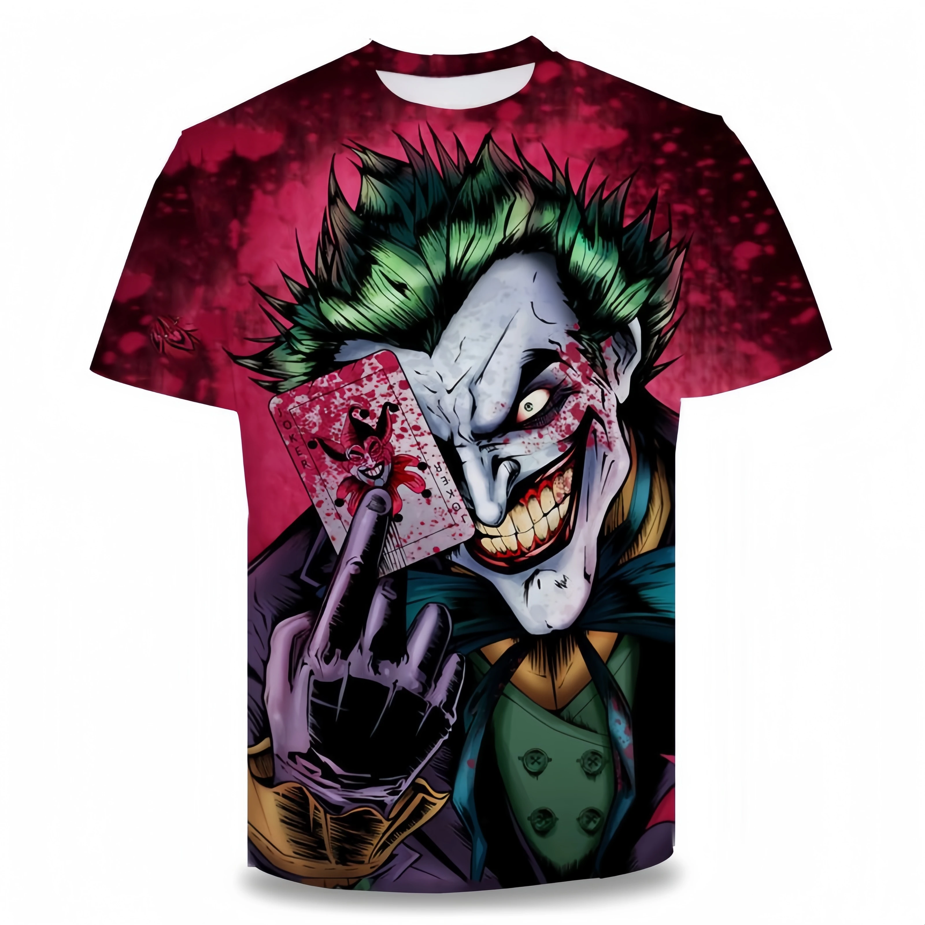 T-shirt Summer 3D printing  Personality and fashion Joker print Short sleeves Men\'s clothing Women\'s clothing Casual Top