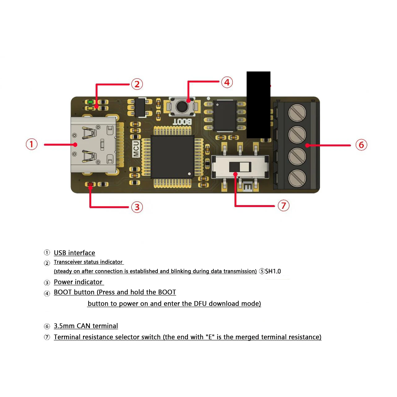 TYPE-C USB To CAN Canable V1 Conversion CAN Bus PCAN View Debugger Data Adapter Support Python Cangaroo Communication Software