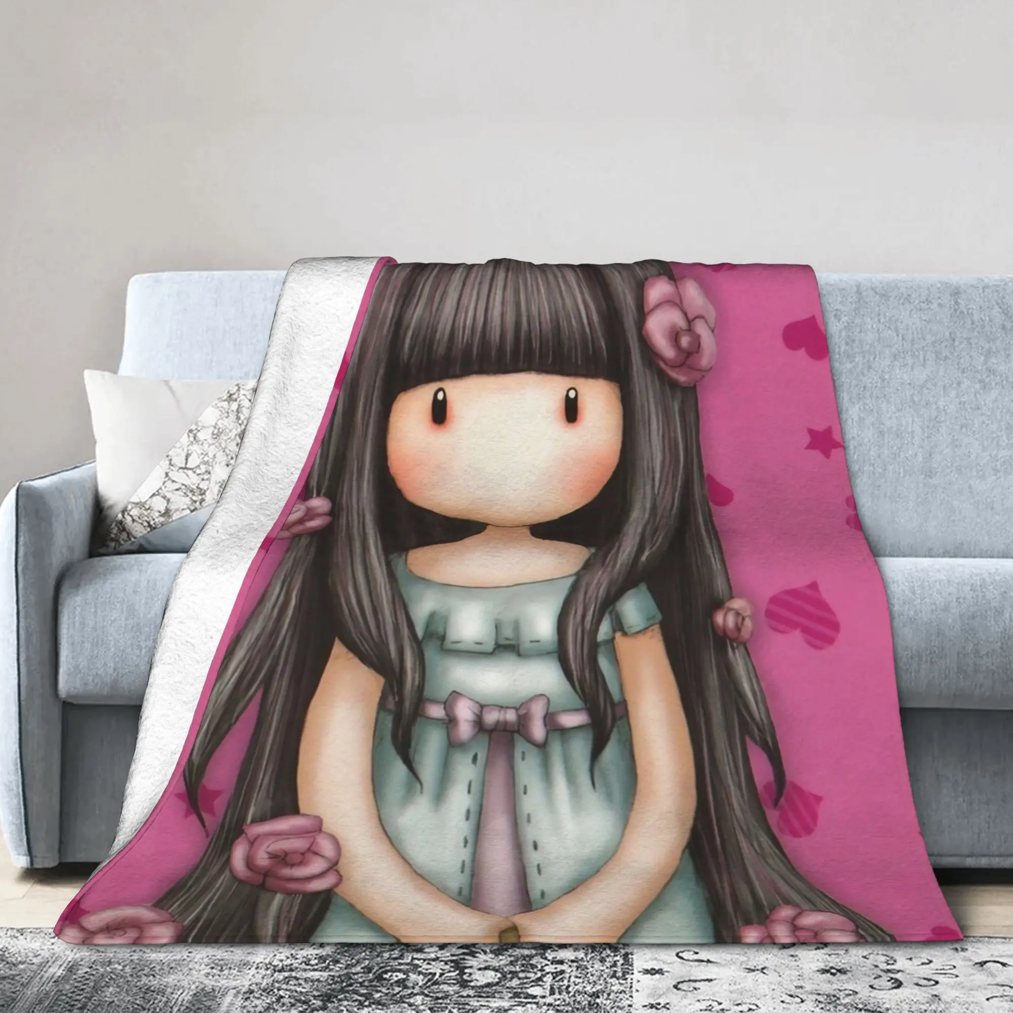 S-Santoro G-Gorjuss Wool Blanket Star Heart Funny Throw Blankets for Home 150*125cm Bedspreads,
