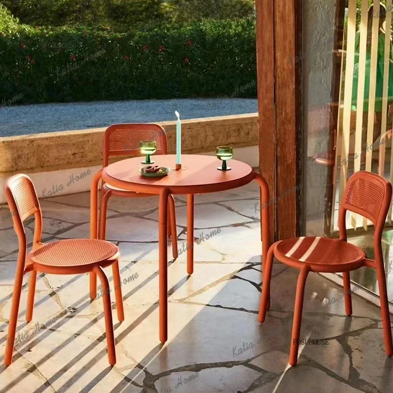 LSCreative Aluminum Alloy Outdoor Chairs Nordic Outdoor Furniture Home Balcony Leisure Dining Chair Patio Open-air Bar Beach Cha