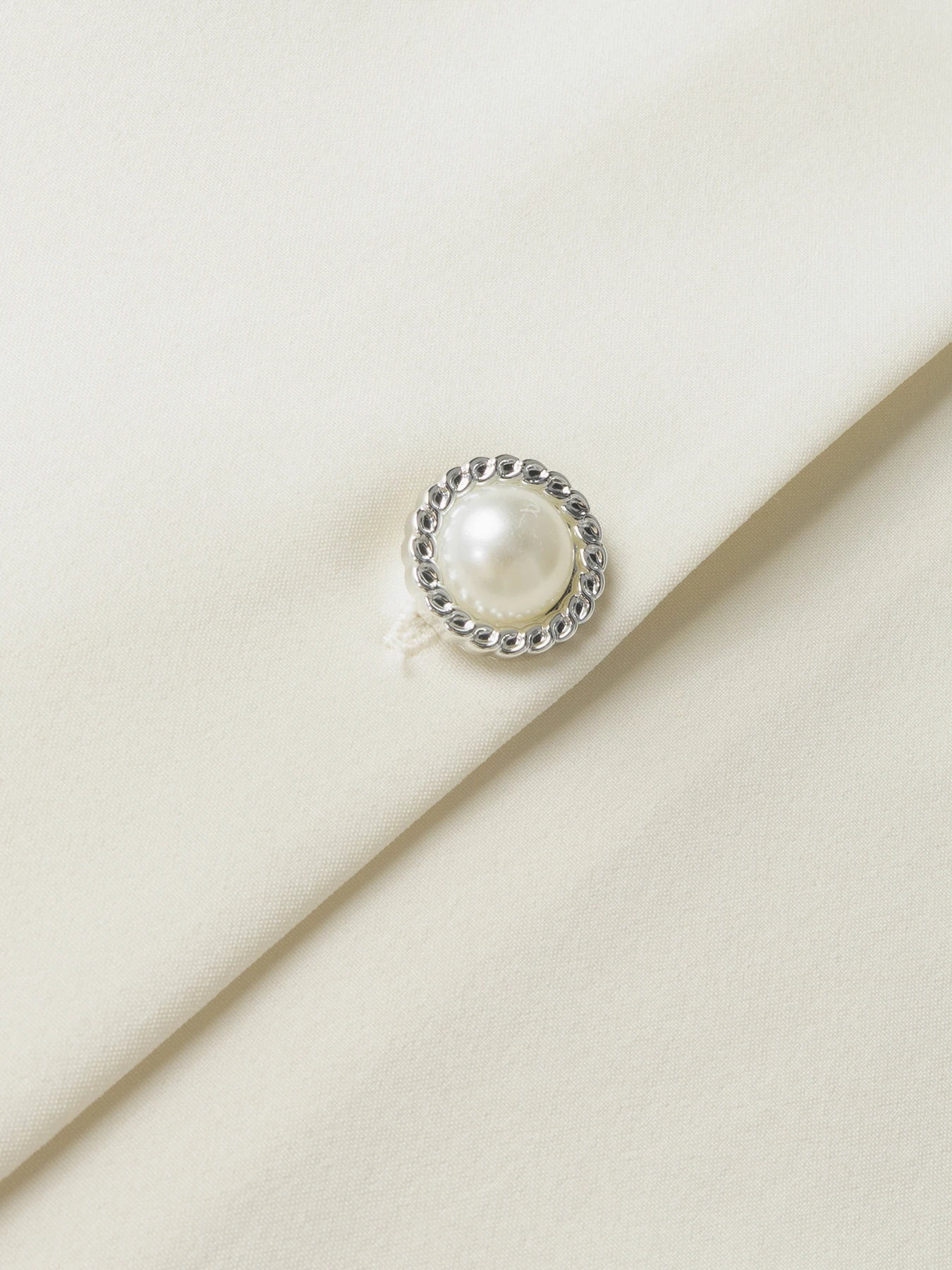 Damen-Satinbluse mit Puffärmeln, langärmelig, weiß, für das Büro, Herbst, elegant, V-Ausschnitt, Perlenknöpfe, lockere Passform, Business-Casual-Oberteil – Detail 13
