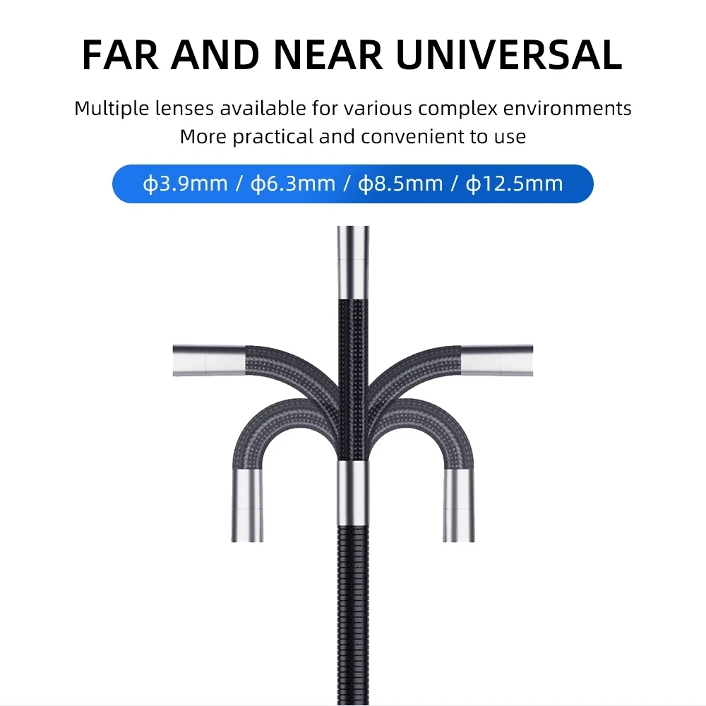 산업용 내시경 카메라 듀얼 렌즈 자동차 엔진, 360 도 조향, 5 인치 스크린, 2.8mm, 3.9mm