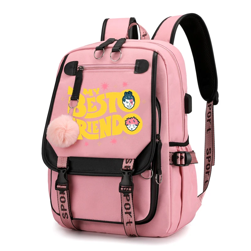 Saco de escola de anime da novidade para o adolescente portátil usb bagpack mochila kawaii mochila de jujutsu kaisen meu melhor amigo todo aoi