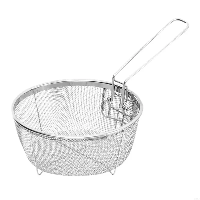 A0NC 요리 도구 깊은 프라이어 스트레이너 스테인리스 스틸 프라이 바구니 주방 요리 도구 스트레이너 닭고기 용기 바구니 바구니
