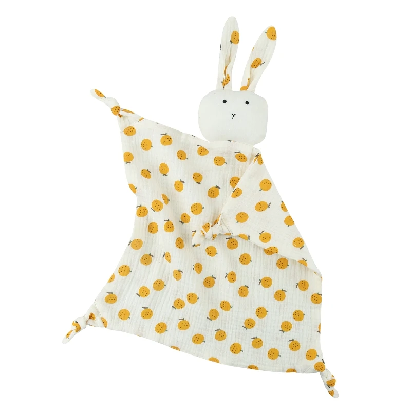 Bavoir en coton doux pour bébé, poupée lapin en peluche, serviette apaisante pour nouveau-né, couverture sécurité