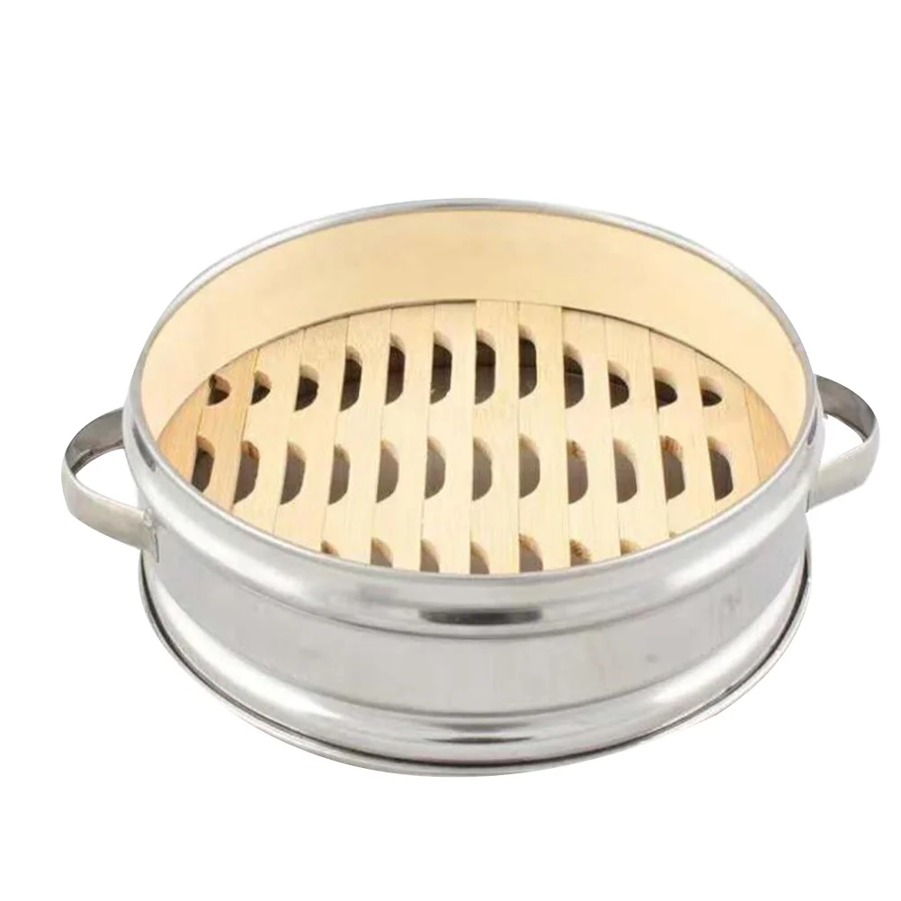

Stainless Steel Bamboo Steamer Basket 20Cm Two Handle Design for Dumplings Buns Food Steamer Kitchen Cookware Steam Rack