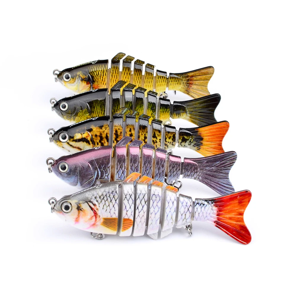 

Plastic Hard Bait 10 Cm Multi Section Fishing Lure Colorful Freshwater Paddle Tail Crankbait Baits 3D Bionic Artificial Fish